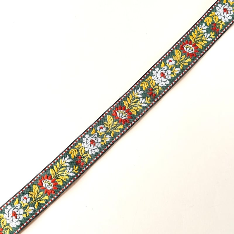 チェコ チロリアンテープ 花 緑色 幅24mm 10cmあたり¥80 | こぐま舎