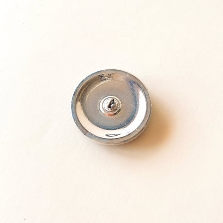 チェコ　ガラスボタン　花　紺色　金色