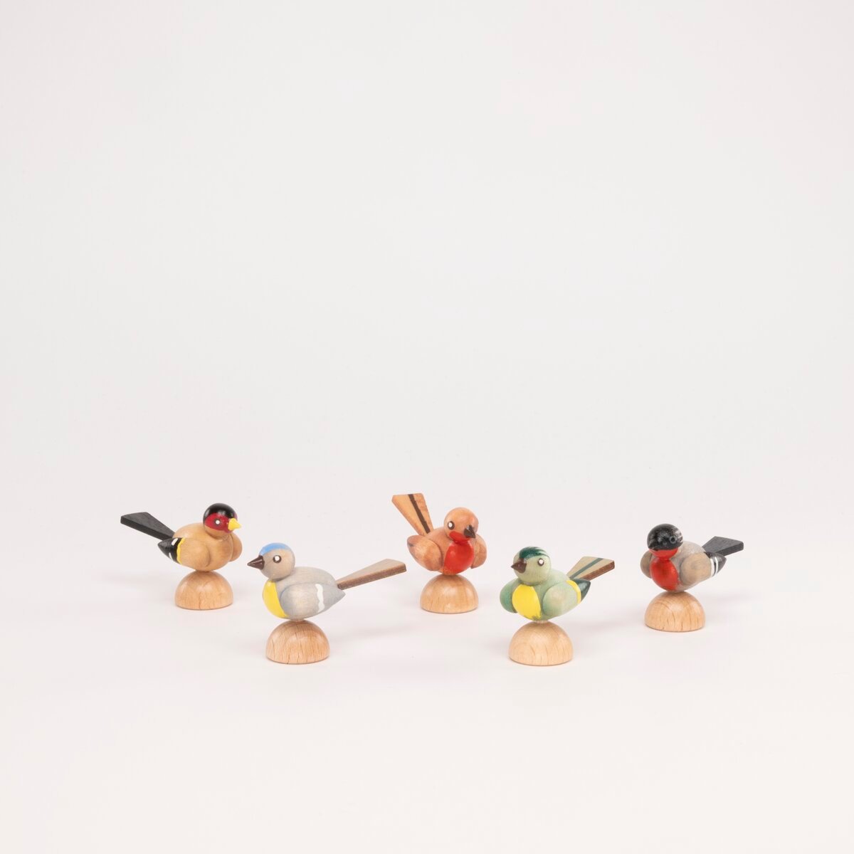 ドイツ ザイフェン 人形 小鳥たち 5羽セット 木製 | こぐま舎