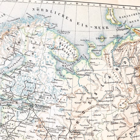 ドイツ　古地図　ヴィンテージ見開き図版　EUROPAEISCHES RUSSLAND