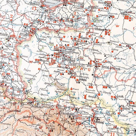 ドイツ　古地図　ヴィンテージ見開き図版　MILITARDISLOKATION IM DEUTSCHEN