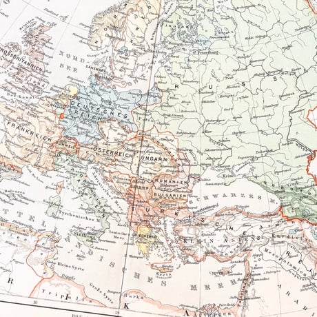 ドイツ　古地図　ヴィンテージ見開き図版　EUROPA