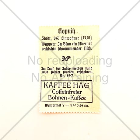 コーヒー・ハーグ広告切手　Kopnitz Kr. Bomst