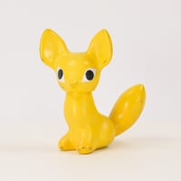 チェコ　ニクロヴァー　ソフビ人形　キツネ　黄色　1970年代　高さ11.5cm