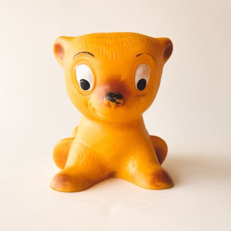 ソビエト　年代不明　オレンジ色の子犬　ソフビ　人形　高さ10cm