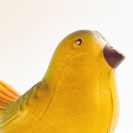 ソビエト　年代不明　緑がかった黄色の小鳥　ソフビ　人形　全長11cm