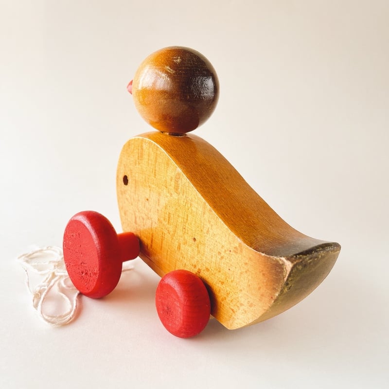 東ドイツ 木製おもちゃ 引きぐるま プルトイ お散歩アヒル 年代不明