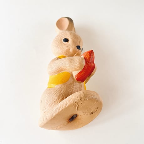 ソビエト　年代不明　にんじんを持ったうさぎ　ソフビ　人形　高さ19cm