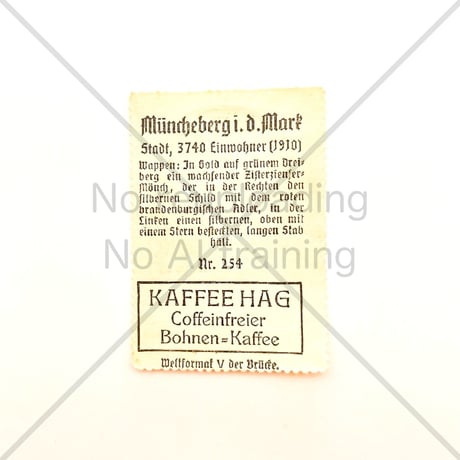 コーヒー・ハーグ広告切手　Müncheberg i. d. M.