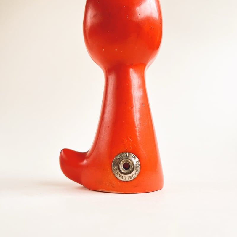 チェコ ニクロヴァー ソフビ人形 犬 オレンジ色 1970年代 高さ13cm