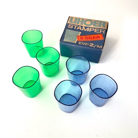 東ドイツ　LIKOER STAMPER（リキュール スタンパー）6個セット　ブルー＆グリーン