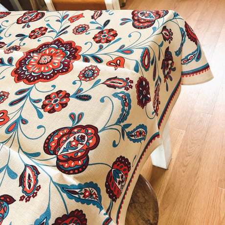 東ドイツ　テーブルクロス　ペイズリー風　未使用　Modische Tischdecke