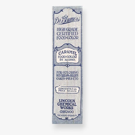 アメリカ　食品用色素ラベル　Dr. Blumers Caramel (1930s)