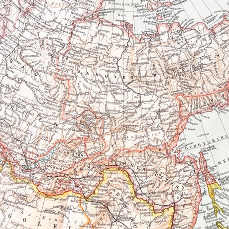 ドイツ　古地図　ヴィンテージ見開き図版　SIBIRIEN
