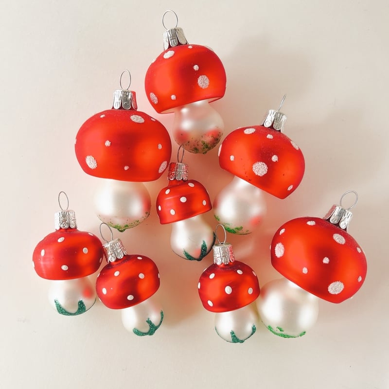 チェコ クリスマスオーナメント きのこ ガラス （小） | こぐま舎