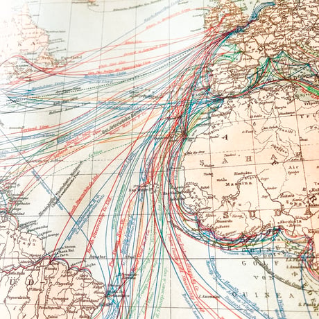 ドイツ　古地図　ヴィンテージ見開き図版　DAMPFSCHIFFAHRTS-VERBINDUNGEN