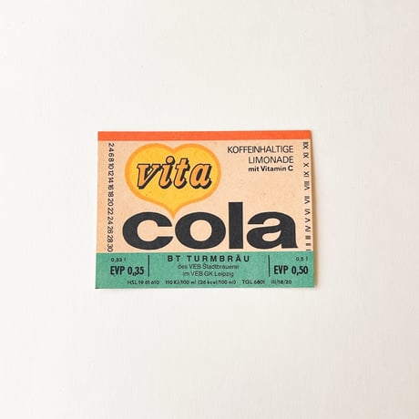 東ドイツ　Vita Cola　ドリンクのラベル　ラベル　コーラ