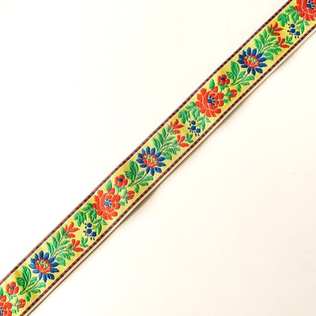 チェコ　チロリアンテープ　花　黄色　幅24mm　10cmあたり¥80