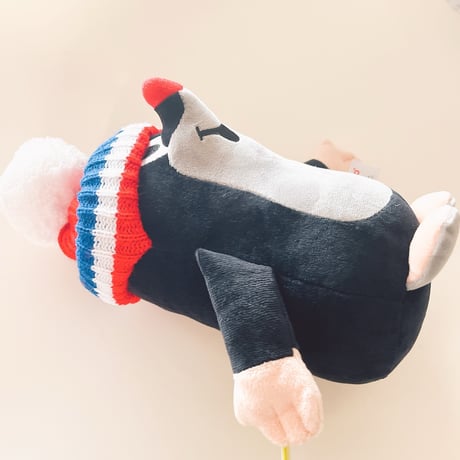 チェコ　現行品　モグラのクルテク　ぬいぐるみ　毛糸の帽子　高さ25cm