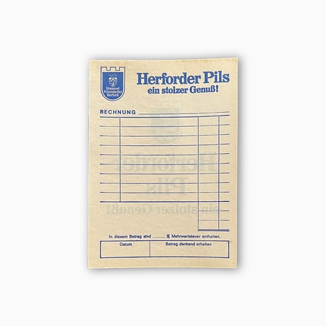 ドイツ　メモ帳　Herforder Pils RECHNUNG　年代不明