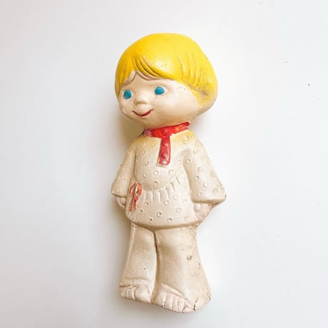 ソビエト　年代不明　青い目の子ども　ソフビ　人形　高さ13.5cm