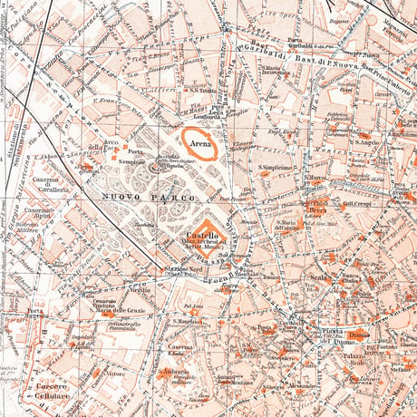 ドイツ　古地図　ヴィンテージ見開き図版　MAILAND
