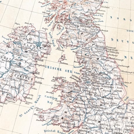ドイツ　古地図　ヴィンテージ見開き図版　GROSSBRITANNIEN