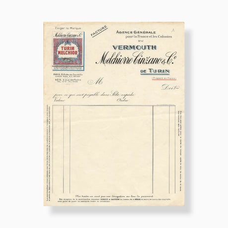 フランス　ヴィンテージペーパー (VERMOUTH Melchiorre Cinzano)