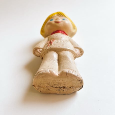 ソビエト　年代不明　青い目の子ども　ソフビ　人形　高さ13.5cm