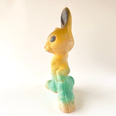 ソビエト　年代不明　緑色ズボンのうさぎ　ソフビ　人形　高さ17cm