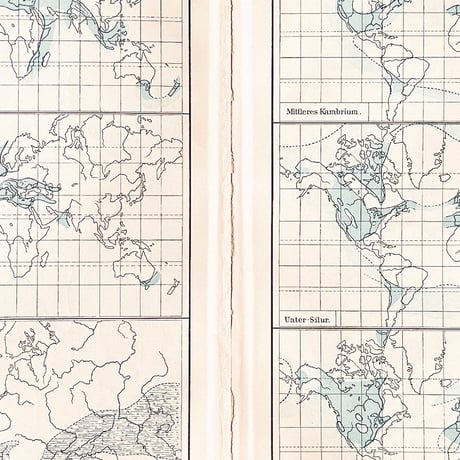 ドイツ　古地図　ヴィンテージ見開き図版　Geologische Formationen 3-6 両面印刷