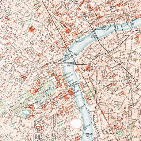 ドイツ　古地図　ヴィンテージ見開き図版　LONDON