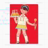 ソビエト　女の子とケーキ　ポストカード