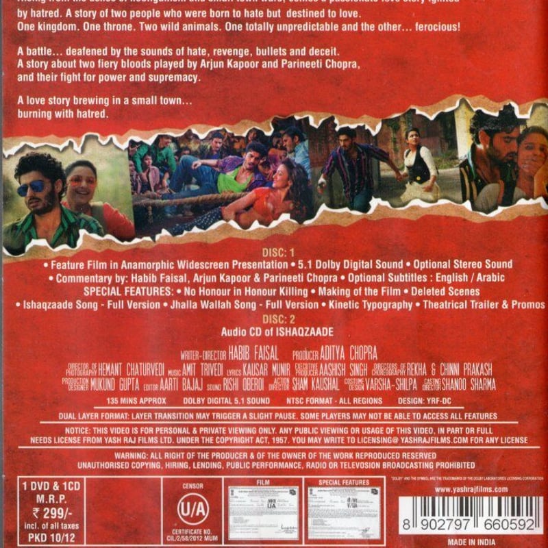 Ishaqzaade DVD film 451 BD BD 93 CD CD 188