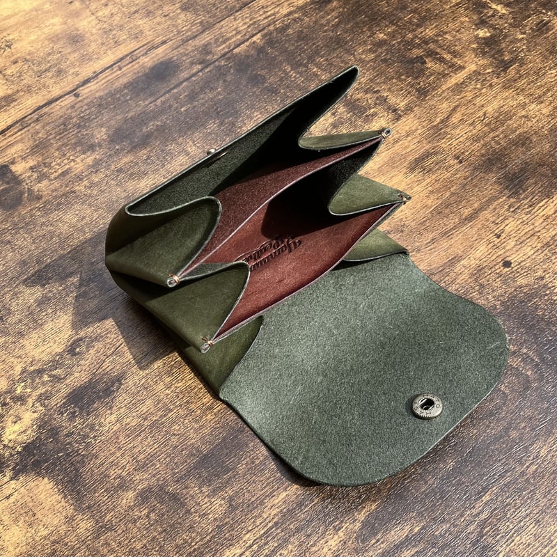 アコーディオンウォレット グリーン | Yamaumi Leather