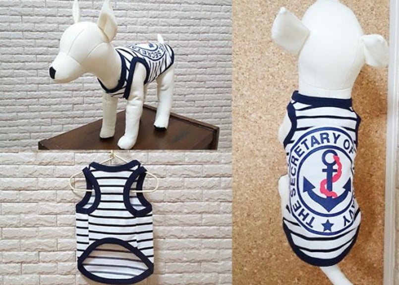 犬服 ハンドメイド 犬用服 ペット タンクトップ ボーダー s