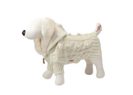 【犬服】ケーブル編みフード付きカーディガン
