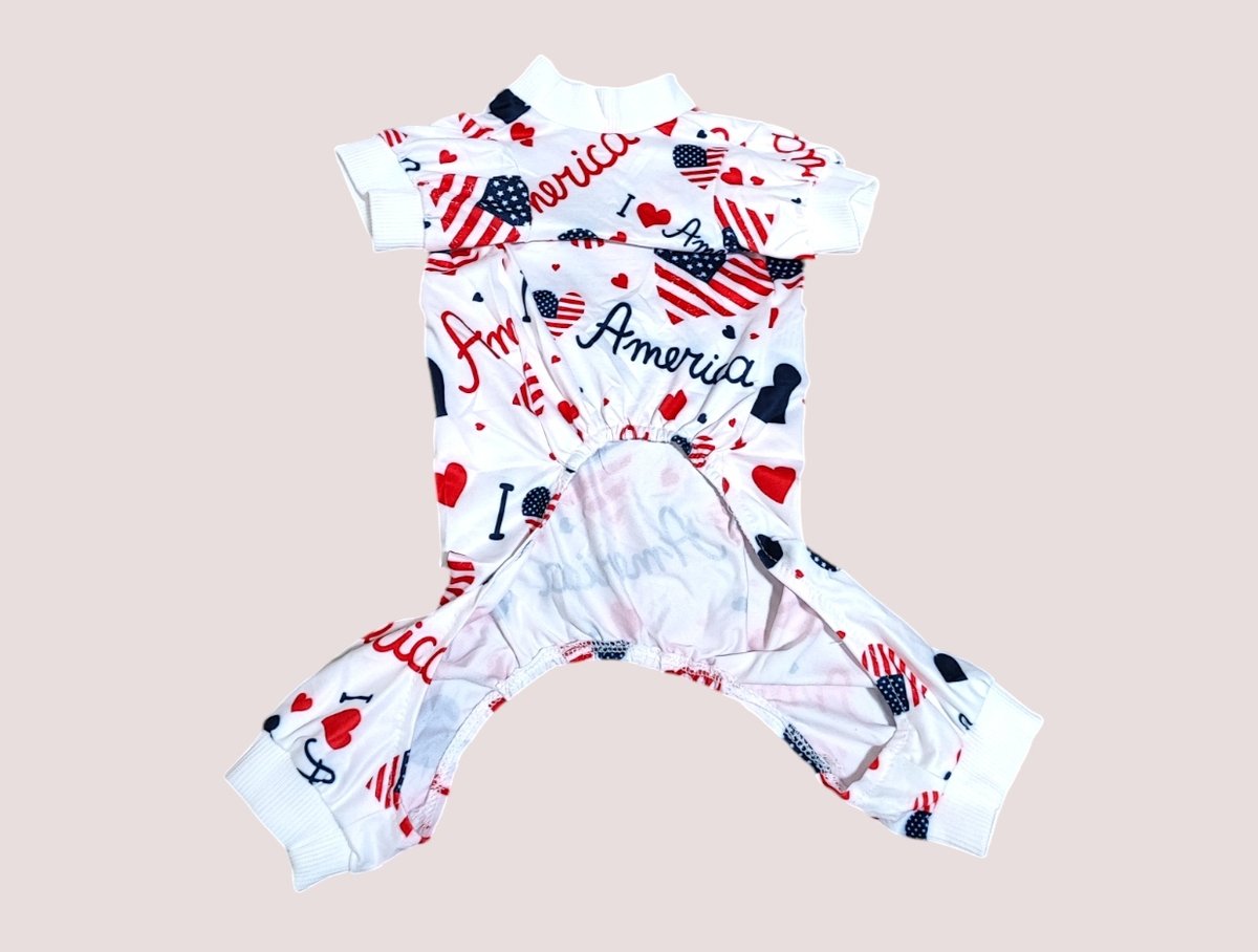 犬服】ロンパース(アメリカハート柄) | M's Diamond 犬服】ロンパース(アメリカハート柄) | M's Diamond