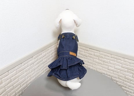 【犬服】デニムジャンバースカート♪