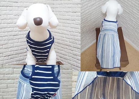 【犬服】異素材コンピワンピース