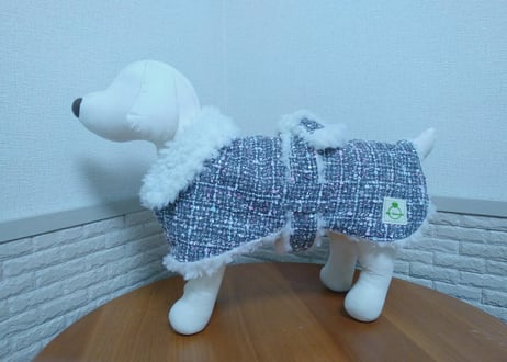 【T様ご注文の品】チワワ　のるちゃん用　ツイードボアコート　XSサイズ