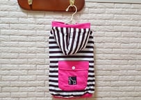 【犬服】ポケット付きボーダーパーカー