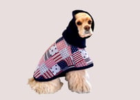 【犬服】ゴブラン織りアメリカン柄スヌード付きマント