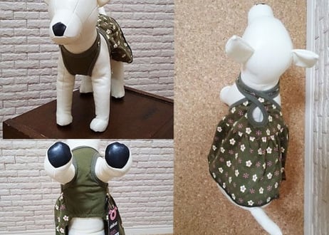 【犬服】フラワーバッククロスワンピース
