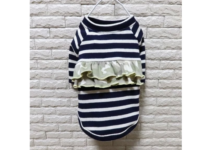 犬服】オリジナルボーダーラグランフリルTシャツ♪ | M's Diamond