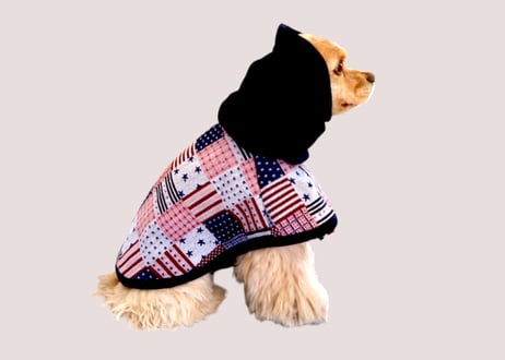 【犬服】ゴブラン織りアメリカン柄スヌード付きマント