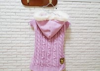 【犬服】ケーブル編みフード付きカーディガン