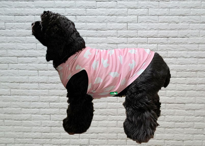 犬服ハンドメイド　タンクトップ(黒巨神☆雅) 犬服】オリジナル冷んやりタンクトップ(白くま・ストライプ