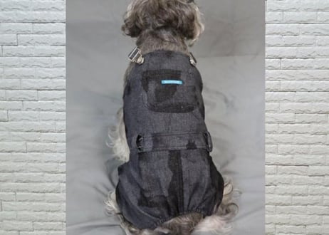 【犬服】デニム風ブラックオーバーオール♪