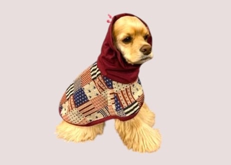 【犬服】ゴブラン織りアメリカン柄スヌード付きマント
